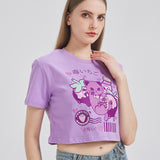 Toxic Berry Cat Cropped T-shirt Nichesou PURPLE