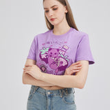 Toxic Berry Cat Cropped T-shirt Nichesou PURPLE