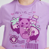 Toxic Berry Cat Cropped T-shirt Nichesou PURPLE