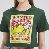 Mushroom Frog Wanted Poster Cropped T-shirt Nichesou