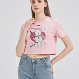 Dark Bear Holding Gun Cropped T-shirt Nichesou