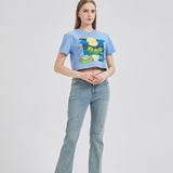 Moon Lotus Frog Cropped T-shirt Nichesou