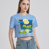 Moon Lotus Frog Cropped T-shirt Nichesou