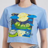 Moon Lotus Frog Cropped T-shirt Nichesou