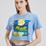 Moon Lotus Frog Cropped T-shirt Nichesou