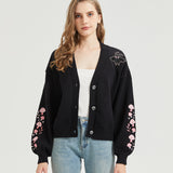 Pink Mushroom Mothman Embroidered Knit Cardigan Nichesou