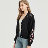 Pink Mushroom Mothman Embroidered Knit Cardigan Nichesou