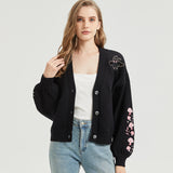 Pink Mushroom Mothman Embroidered Knit Cardigan Nichesou