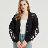 Pink Mushroom Mothman Embroidered Knit Cardigan Nichesou