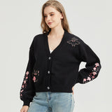 Pink Mushroom Mothman Embroidered Knit Cardigan Nichesou