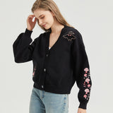 Pink Mushroom Mothman Embroidered Knit Cardigan Nichesou