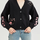 Pink Mushroom Mothman Embroidered Knit Cardigan Nichesou