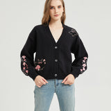 Pink Mushroom Mothman Embroidered Knit Cardigan Nichesou