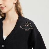 Pink Mushroom Mothman Embroidered Knit Cardigan Nichesou