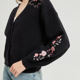 Pink Mushroom Mothman Embroidered Knit Cardigan Nichesou