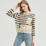 Knife Chicken Embroidered Knit Cardigan Nichesou