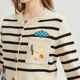 Knife Chicken Embroidered Knit Cardigan Nichesou