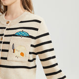 Knife Chicken Embroidered Knit Cardigan Nichesou