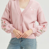 Strawberry Milk Embroidered Knit Cardigan Nichesou