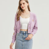 Girl's Magic Purple CROPPED Embroidered Knit Cardigan Nichesou