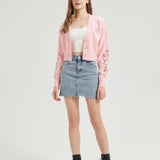 Strawberry Milk CROPPED Embroidered Knit Cardigan Nichesou