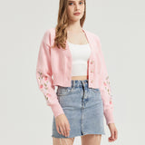 Strawberry Milk CROPPED Embroidered Knit Cardigan Nichesou