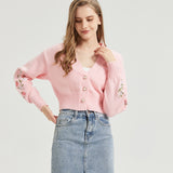 Strawberry Milk CROPPED Embroidered Knit Cardigan Nichesou