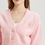 Strawberry Milk CROPPED Embroidered Knit Cardigan Nichesou