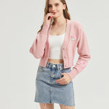 Sakura Frog CROPPED Embroidered Knit Cardigan Nichesou