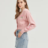 Sakura Frog CROPPED Embroidered Knit Cardigan Nichesou