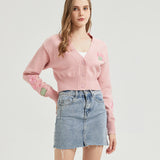 Sakura Frog CROPPED Embroidered Knit Cardigan Nichesou