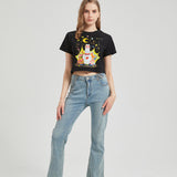 Moon Balloon Wounded Bunny Cropped T-shirt Nichesou