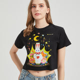 Moon Balloon Wounded Bunny Cropped T-shirt Nichesou