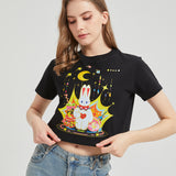 Moon Balloon Wounded Bunny Cropped T-shirt Nichesou