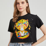 Moon Pocket Watch Wounded Bunny Cropped T-shirt Nichesou