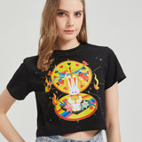 Moon Pocket Watch Wounded Bunny Cropped T-shirt Nichesou