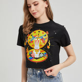 Moon Pocket Watch Wounded Bunny Cropped T-shirt Nichesou