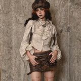 Western Life Ruffle Neckline Steam Punk Shirt