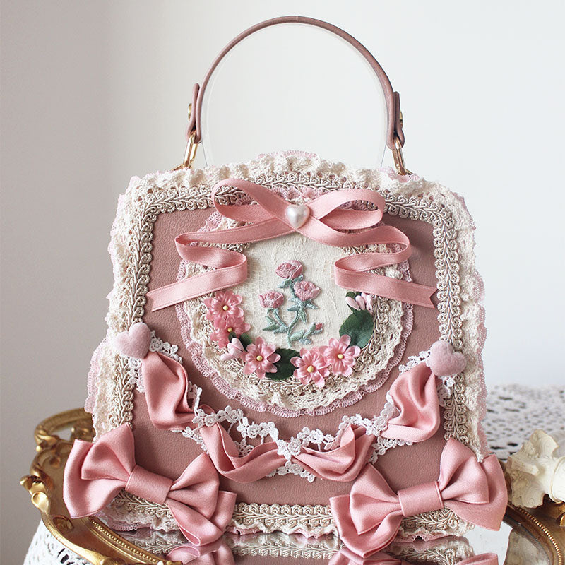 Tea Party Lolita Handmade Lace Bow Flower Handbag