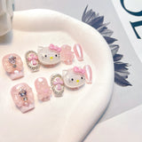 Pinky Kawaii Kitty Handmade Faux Nail Set