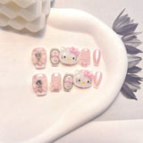 Pinky Kawaii Kitty Handmade Faux Nail Set