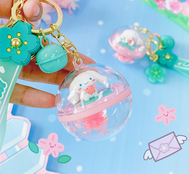 Sakura Acrylic Ball Strap Keychain