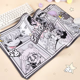 Gray Sailor Moon Inspired Manga Keyboard Gaming Mouse Pad