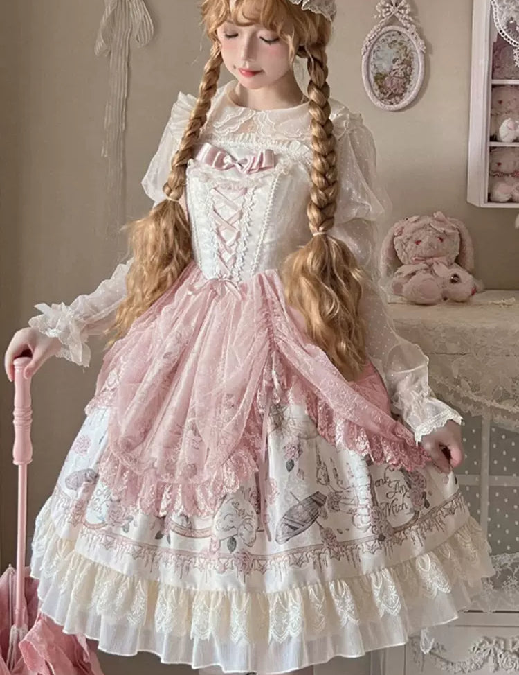 Flower Wedding Princess High Waist Vintage Lolita Dress Flower Wedding Princess High Waist Vintage Lolita Dress