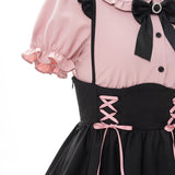 Jirai Kei Overalls High Waist Landmine Style Black Suspender Skirt