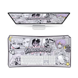 Gray Sailor Moon Inspired Manga Keyboard Gaming Mouse Pad