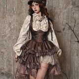 Western Life Ruffle Neckline Steam Punk Shirt