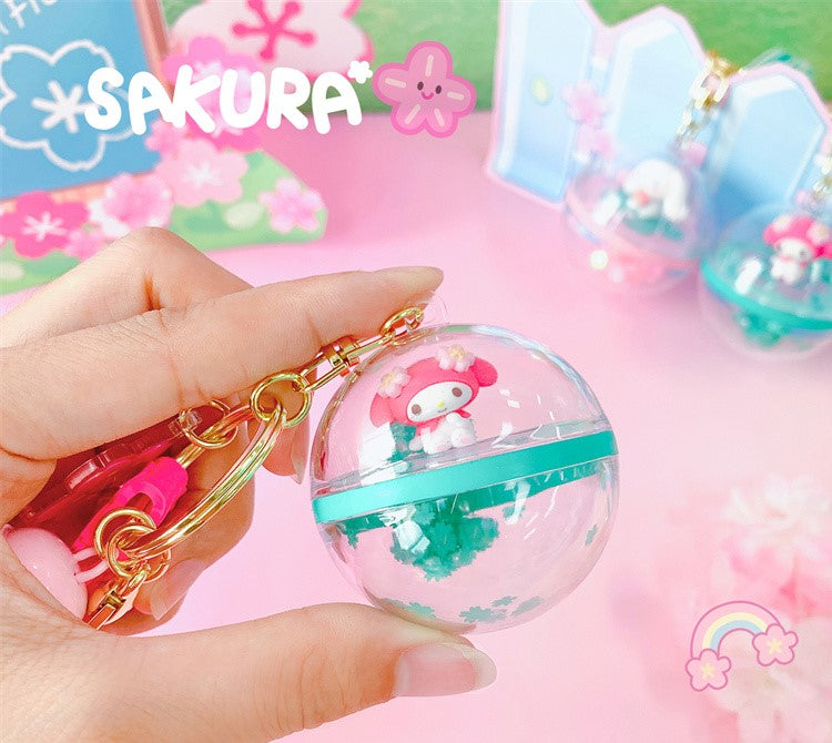 Sakura Acrylic Ball Strap Keychain