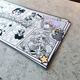 Gray Sailor Moon Inspired Manga Keyboard Gaming Mouse Pad