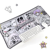 Gray Sailor Moon Inspired Manga Keyboard Gaming Mouse Pad